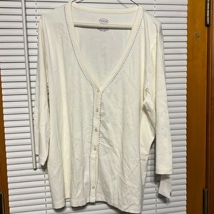 Talbots off white vneck cardigan, size 1x